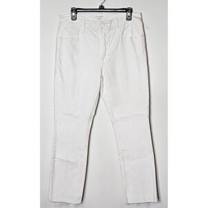 Good American NEW Good Legs Straight Leg Raw Hem White Denim Jeans Size 14/32‎